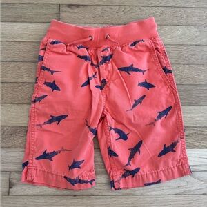 Gap Kids Orange & Navy Blue Sharks Khaki Style Boys Size 6-7 Drawstring Shorts